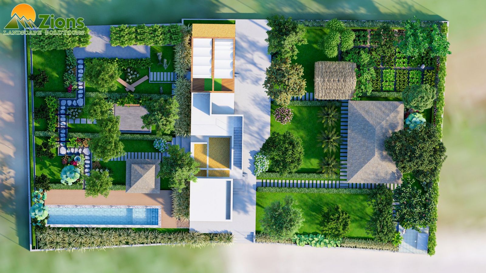 Thiết kế sân vườn biệt thự phong cách nhiệt đới